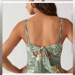 UO Arma midi slip dress — green multi